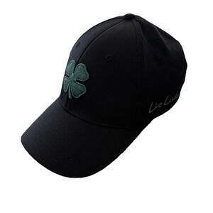 Black Clover Hat Cap Fitted Size L/XL Black Green Live Lucky Golf Hat Memory Fit